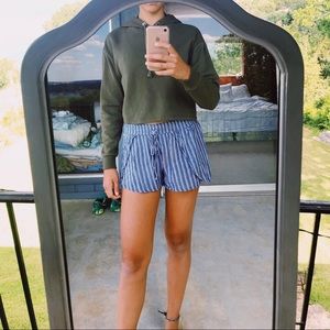 Olive green long sleeve crop top